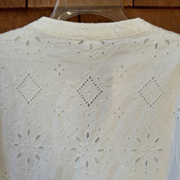 NWT GAP White Eyelet Cotton Three Quarter Sleeves A-Line Dress - Women's X-Large - Picture 8 of 11